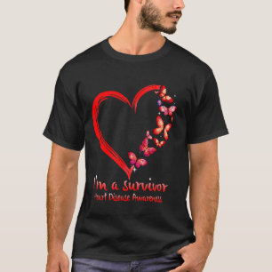 Red Butterfly Heart I M A Survivor Heart Disease A T-Shirt