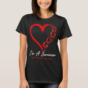 Red Butterfly Heart I'm A Survivor Heart Disease A T-Shirt
