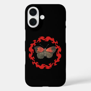 Red Butterfly in a Circle of Fire – Symbol of Pass iPhone 16 Case