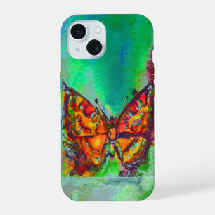 RED BUTTERFLY IN GREEN iPhone 15 CASE
