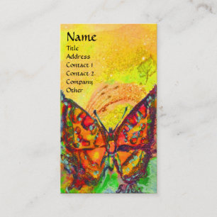 RED BUTTERFLY IN YELLOW BUSINESS CARD