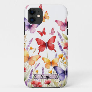 Red Butterfly Lavender Field iPhone / iPad case