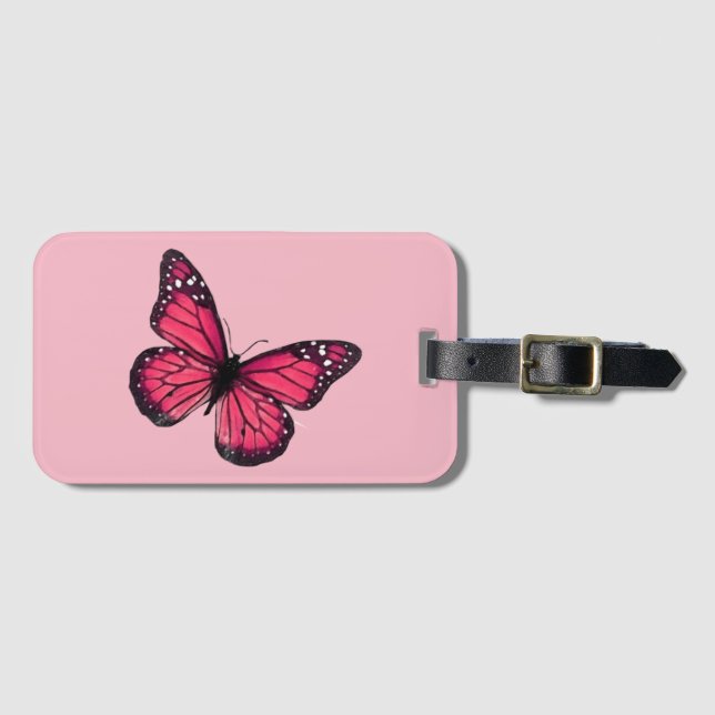 Red butterfly luggage tag (Front Horizontal)