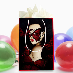 Red Butterfly Masquerade Woman Gothic Fantasy Medium Gift Bag