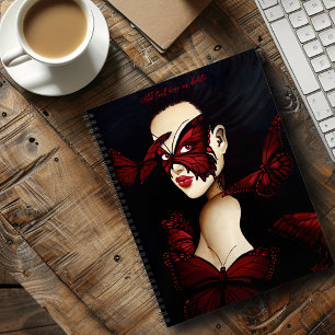 Red Butterfly Masquerade Woman Gothic Fantasy Notebook