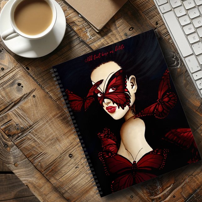 Red Butterfly Masquerade Woman Gothic Fantasy Notebook (Creator Uploaded)