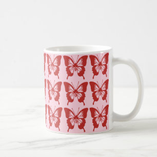 Red Butterfly Pattern Coffee Mug