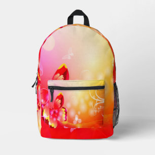 Red Butterfly Printed Backpack