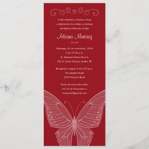 Red Butterfly Quinceanera Invitations