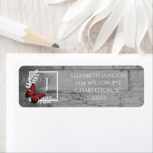 Red Butterfly Rustic Label