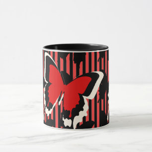 Red Butterfly Stripe Gift Housewarming Beverage Mug