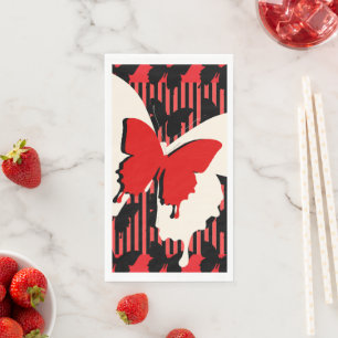 Red Butterfly Stripes Napkin