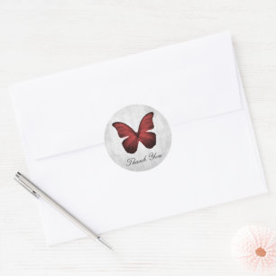 Red Butterfly Thank You Stickers