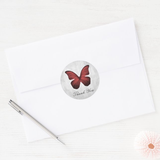 Red Butterfly Thank You Stickers (Envelope)
