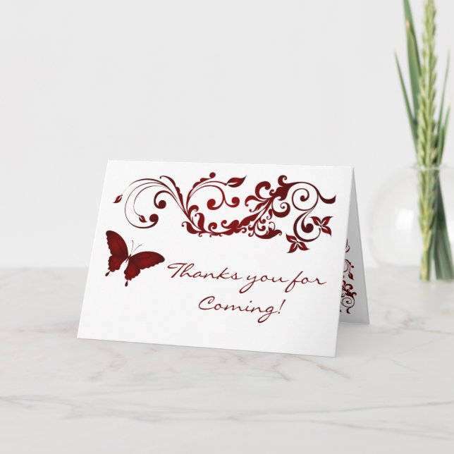 Red Butterfly, Thanks you Card for Weddings (Front)