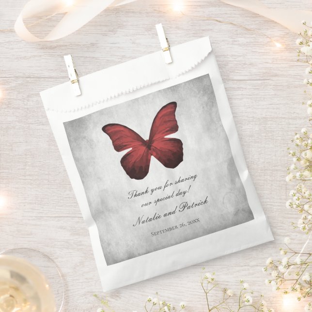 Red Butterfly Wedding Favour Bags (Clipped)
