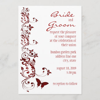 Red Butterfly Wedding Invitation