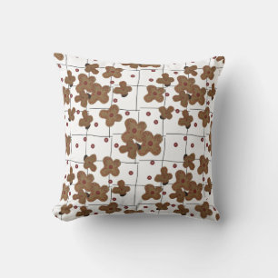 Red Buttons Brown Paper Flowers on White Cushion