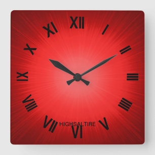 red by highsaltar square wall clock