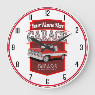 Red C10 Personalised Garage Large Clock
