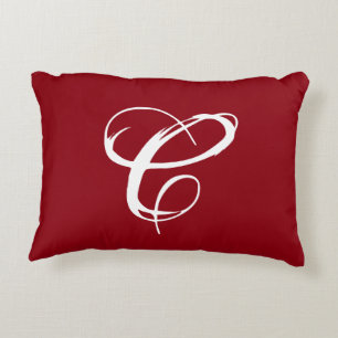 Red "C" Accent Pillow with Damask Back