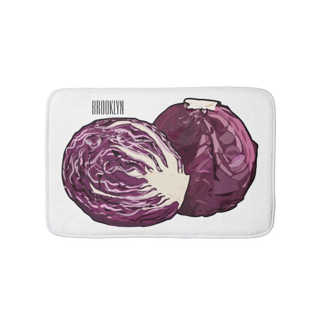 Red cabbage cartoon illustration  bath mat (Front)