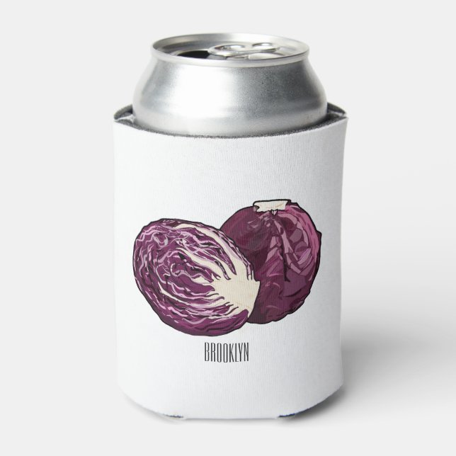 Red cabbage cartoon illustration  can cooler (Can Front)