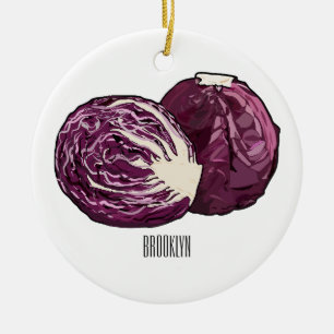 Red cabbage cartoon illustration ceramic tree decoration