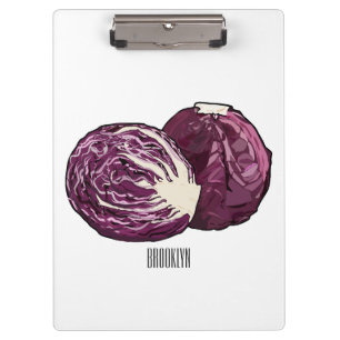 Red cabbage cartoon illustration clipboard