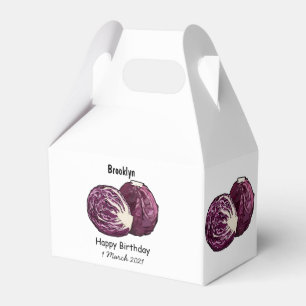 Red cabbage cartoon illustration favour box