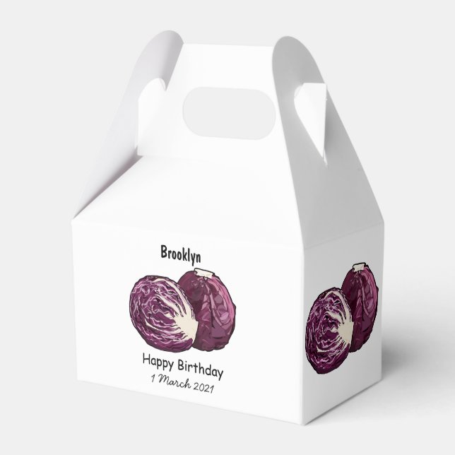 Red cabbage cartoon illustration favour box (Front Side)