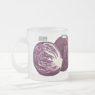 Red cabbage cartoon illustration frosted glass coffee mug