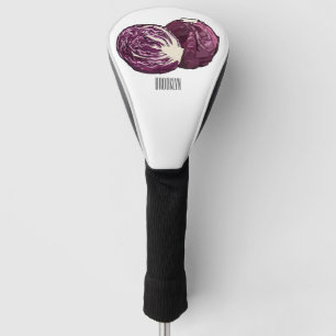 Red cabbage cartoon illustration  golf head cover