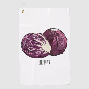 Red cabbage cartoon illustration  golf towel