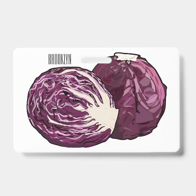 Red cabbage cartoon illustration  ID badge (Front)