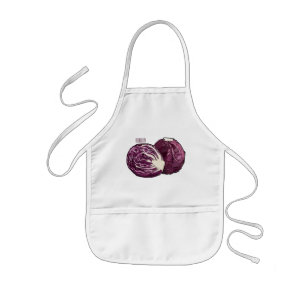 Red cabbage cartoon illustration  kids apron
