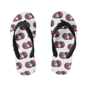 Red cabbage cartoon illustration  kid's flip flops