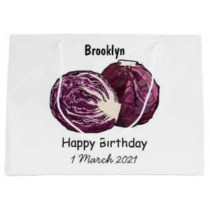 Red cabbage cartoon illustration large gift bag