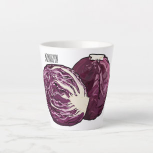 Red cabbage cartoon illustration  latte mug