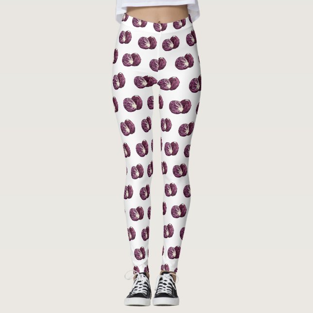 Red cabbage cartoon illustration  leggings (Front)