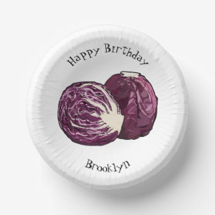 Red cabbage cartoon illustration paper plate