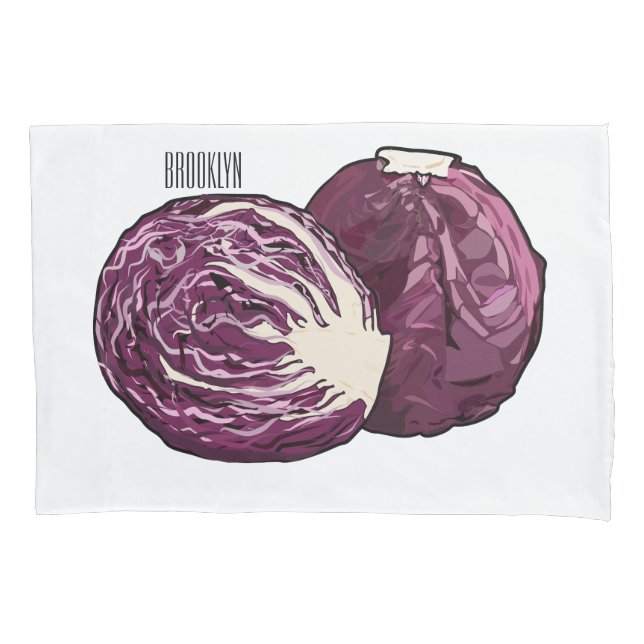 Red cabbage cartoon illustration  pillowcase (Front)