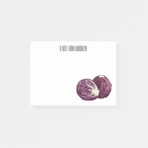 Red cabbage cartoon illustration  post-it notes