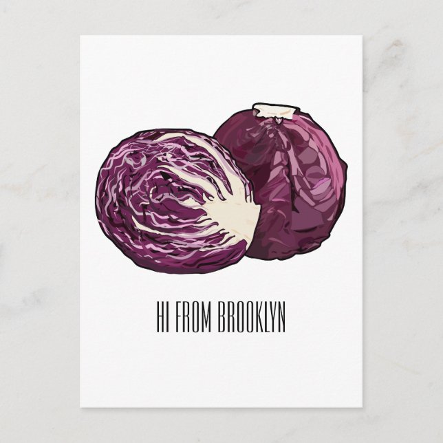 Red cabbage cartoon illustration  postcard (Front)