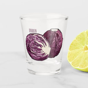 Red cabbage cartoon illustration shot glass