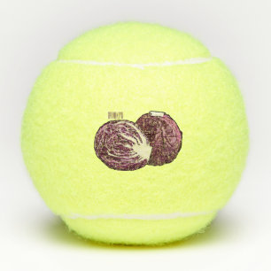 Red cabbage cartoon illustration  tennis balls