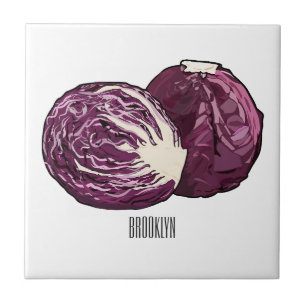 Red cabbage cartoon illustration  tile