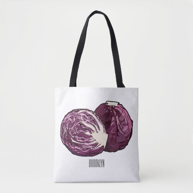 Red cabbage cartoon illustration  tote bag (Front)