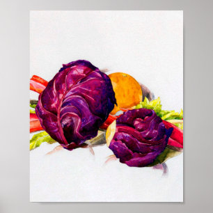 Red cabbage, rhubarb and orange by Charles Demuth  Poster
