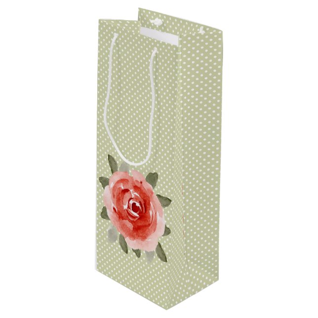 Red Cabbage Rose WINE Gift Bags (Front Angled)